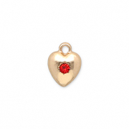 Metal charms heart with strass Gold-Red