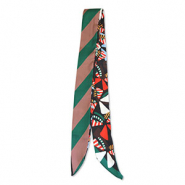 Bandana scarf flowers / diagonal lines Black-Red-Green-Brown