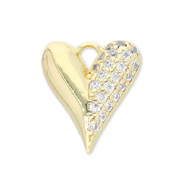 Brass TQ metal charms heart Gold-Transparent