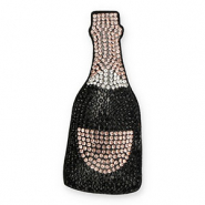 Statement charms with strass bottle champagne Black-Rose Gold-Crystal