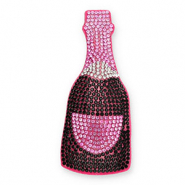 Statement charms with strass bottle champagne Black-Pink-Crystal-Dark Pink