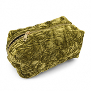 BY31® Pouch velvet with stitched circles Olive Green