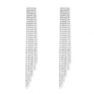 Eco-brass® metal earrings / earpins with strass Silver-Crystal