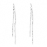 Eco-brass® metal earrings / earpins with strass Silver-Crystal