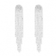 Eco-brass® metal earrings / earpins with strass Silver-Crystal