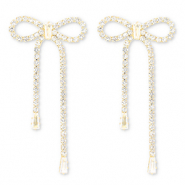Eco-brass® metal earrings / earpins with strass bow Gold-Crystal