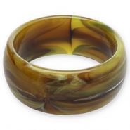 Bracelets bangle resin Olive Green-Brown-White