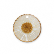 Charms with dried flowers Gold-Beige