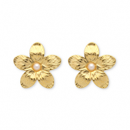 Stainless steel earrings / earpin flower Gold