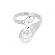 Stainless steel rings with pearls Silver-White