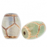 Natural stone beads Chalcedony tube Green-Beige-Brown