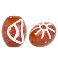 Natural stone beads Chalcedony rice Mahogany Red-White