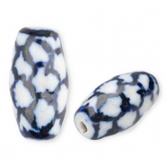 Beads ceramic rice Off White-Delft Blue