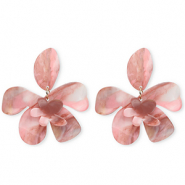 Trendy resin earrings / earpins flower Multicolour Pink