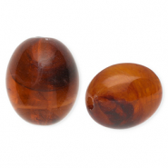 Acrylic beads oval Amber Brown-Marble