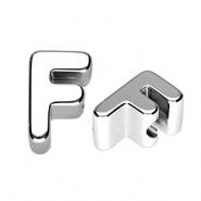 Acrylic letter beads letter F Silver