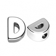 Acrylic letter beads letter D Silver