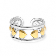 Stainless steel rings hearts Silver-Gold