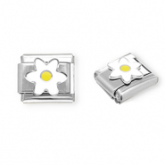 Stainless steel charms for italian bracelet flower Silver-White-Yellow