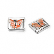 Stainless steel charms for italian bracelet butterfly Silver-Orange-Black-White