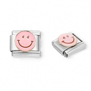 Stainless steel charms for italian bracelet smiley Silver-Light Pink-Purple