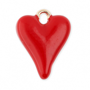 Metal charms heart Gold-Red