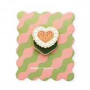BY31® Pin "Sushi" on card Dark Green-Coral Pink-White-Grey-Gold