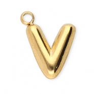 Stainless steel charms letter V Gold