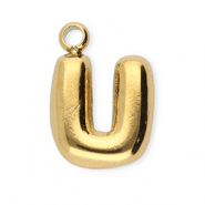 Stainless steel charms letter U Gold