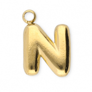 Stainless steel charms letter N Gold