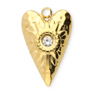 Stainless steel charms heart Gold-Transparent