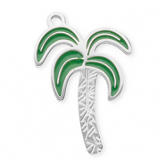 Stainless steel charms palmtree Silver-Transparent