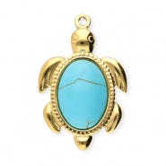 Stainless steel charms turtle Gold-Blue