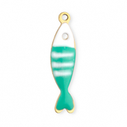 Stainless steel charms fish Gold-Mint Turquoise-White