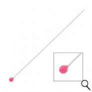 BY31® Stainless steel findings headpins with ball 70mm Silver-Magenta Pink