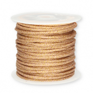 Macramé bead cord braided 2mm Gold-Vintage Pink