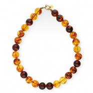 BY31® 16mm acryl bead necklaces shiny Amber Brown-Gold