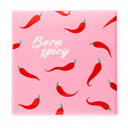 BY31® Tile with quotes "Born spicy" Pink-Red-Green-White