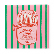 BY31® Tile with quotes "Sardines. Small fish, big attitude" Pink-Red-Green-White