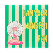 BY31® Tile with quotes "I am your number 1 fan" Green-Pink-White-Yellow