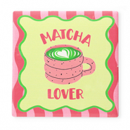BY31® Tile with quotes "Matcha lover" Green-Pink-White-Black