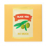 BY31® Tile with quotes "Olive you so much" Yellow-Green-Red-Off White