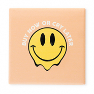 BY31® Tile with quotes "Buy now or cry later" Apricot-Yellow-Black-White