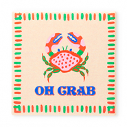 BY31® Tile with quotes "Oh crab" Light Peach-Red-Green-Blue