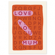 BY31® Jewellery cards "Love you mum" Off White-Coral Red-Pink