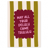 BY31® Jewellery cards "May all your delulu come trululu" Olive Green-Off White-Bordeaux Red-Pink
