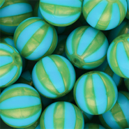 16 mm DQ® acrylic beads with stripes Blue-Green