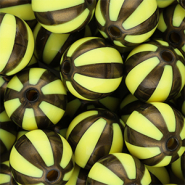 16 mm DQ® acrylic beads with stripes Yellow-Golden Brown