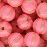 16 mm DQ® acrylic beads with stripes Coral Pink-Peach Pink