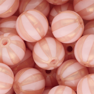 16 mm DQ® acrylic beads with stripes Light Pink-Peach Pink